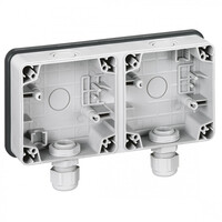 Boîtier 2 postes horizontaux Plexo IP66 composable gris (090493)