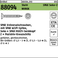 ART 88094 SPAX St. 3,5 x 40/35 -Z WIROX, Senkkopf gal Zn VE=K