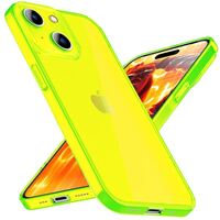 Hülle Neon Klar für iPhone 15 Bunt Leuchtend Silikon Handyhülle Slim Schutz Case Gelb