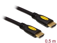 Kabel High Speed HDMI mit Ethernet, A Stecker an A Stecker, 4K, schwarz, 0,5m, Delock® [83737]