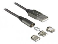 Magnetic USB Charging Cable Set for 8 Pin / Micro USB / USB Type-C anthracite 1 mUSB Cables