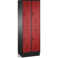 EVOLO cloakroom locker, double tier, with plinth