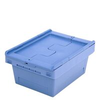 Reusable stacking container with folding lid