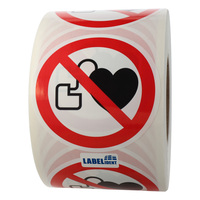 Verbotsschild, Ø 100 mm, Verbot für Personen mit Herzschrittmacher, P007, Polyethylen, 1.000 Verbotszeichen