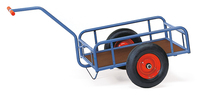 fetra® Handwagen, Ladefläche 795 x 445 mm, Siebdruckplatte, Geländer, Vollgummiräder