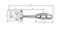 Überfalle m.Schlaufe aus gerolltem Draht,m.Öse,disp.,LxB 120x31,5 mm