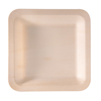 Piatto piano monouso - quadrato - 21,5 x 21,5 cm - legno - colore naturale - Signor Bio - conf. 50 pezzi