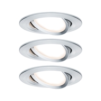 3er-Set LED Einbauleuchten-Set NOVA COIN, IP23, rund, Ø 8.4cm, schwenkbar, 230V, inkl. 6.5W 2700K 460lm 100°, Alu gedreht