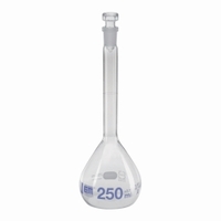 250ml Volumetric flasks DURAN® class A blue graduation with hollow glass stopper