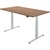 SoldanOffice Sitz-/Steh-Tisch, Gestell weiß, B x H x T: 1800 x 600-1250 x 800 m, Nussbaum-Dekor