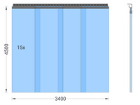 Foto 1 von PVC-Streifenvorhang, Lamellen 400 x 4 mm transparent, Höhe 4,50 m, Breite 4,30 m (3,75 m), Edelstahl