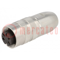 Connector: M16; plug; female; soldering; for cable; PIN: 5; 5A; 250V