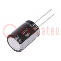 Capacitor: electrolytic; THT; 220uF; 160VDC; Ø18x25mm; Pitch: 7.5mm