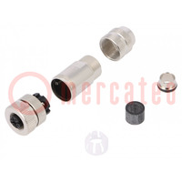 Conector: M12; enchufe; PIN: 4; hembra; para conducto; recto; 6÷8mm