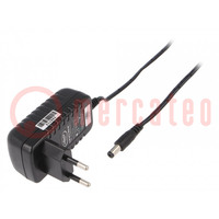 Power supply: switched-mode; mains,plug; 12VDC; 0.5A; 6W; Plug: EU