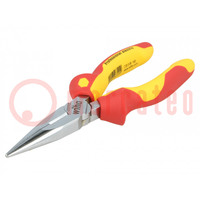 Pliers; insulated,half-rounded nose; steel; 160mm; 1kVAC; blister