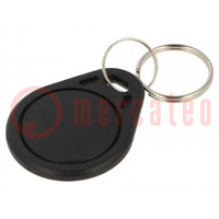 RFID sleutelhanger; ISO/IEC14443-3-A; plastic; zwart; 13,56MHz