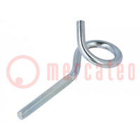 Hook; ring; steel; zinc; Thread len: 70mm; Overall len: 140mm