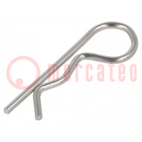 Cotter pin; stainless steel; Ø: 3mm; L: 72mm; Shaft dia: 10÷16mm