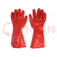 Beschermende handschoenen; Afmeting: 10; rood; PVC; lang; 12st.