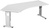 Oxford-Freiformtisch 135°, links einseitig verkürzt, Lichtgrau-Dekor mit C-Fuß in Alusilber HxBxT 680 - 820 x 2166 x 800 mm | GF1356-01