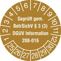 Prüfplakette, Geprüft, DGUV Information 208-016, 500 Stück / Rolle, 3,0 cm Version: 25-30 - Prüfplakette 2025-2030