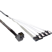 InLine Mini SAS HD Kabel, SFF-8643 gewinkelt zu 4x SATA + Sideband, 1m
