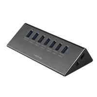 LogiLink UA0228 Schnittstellen-Hub USB 3.2 Gen 1 (3.1 Gen 1) Micro-B 5000 Mbit/s Aluminium, Schwarz