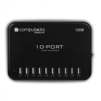 Compulocks OR-10PORTUSBHUB-UK mobile device charger Power bank, Smartphone, Smartwatch, Tablet Black AC Indoor