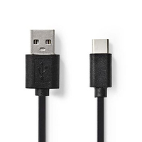 Nedis CCGP60600BK01 USB-kabel 0,1 m USB 2.0 USB-C USB-A Zwart