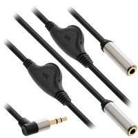 InLine Slim Audio Y-Cable 3.5mm M / 2x F, with volume control 0.25m