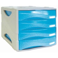 Cassettiera 4 cassetti ARDA Smile polistirolo antiurto e materiale infrangibile grigio/azzurro - TR15P4PBL
