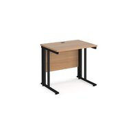 Maestro 25 straight desk 800mm x 600mm - black cable managed leg frame and beech