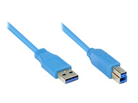 Anschlusskabel USB 3.0 Stecker A an Stecker B, blau, 3m, Good Connections®
