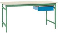Manuflex BB5241.6011 Komplett asztali BASIS álló helyiség melamin tetején + egyetlen fiókkal, szélesség nagysága: 1250 x 800 x 780 mm Rezedazöld (RAL 6011)