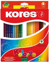 Színes ceruza készlet, háromszögletű, KORES "Triangular", 24 különböző szín