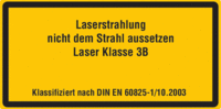 Kennzeichnung für Laserklassen - Gelb/Schwarz, 15 x 30 cm, Aluminium, Text
