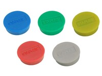 Staples Verpakking met 10 ronde, met diverse kleuren magneten van 25 mm met een magnetische kracht 425 gram/m² (doos 10 stuks)