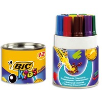 BIC KIDS Decoralo Feutres de Coloriage à Pointe Extra-Large - Couleurs Assorties, Pot de 12