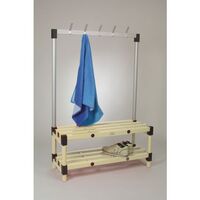 Cloakroom bench with hooks - Single sided - Cream