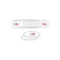33mm Traffolyte valve marking tags - Red / White (126 to 150)