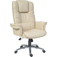 Leather executive gull wing executive chair - cream