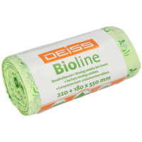 Bio-Müllbeutel DEISS BIOLINE aus ecovio® 10 Liter, 220+180x550x0,018 mm natur