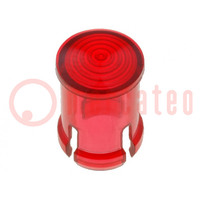 Lente per LED; rotondo; rosso; a basso profilo; 5mm