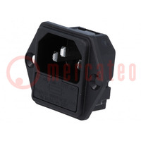 Connector: AC supply; socket; male; 10A; 250VAC; IEC 60320; C14 (E)