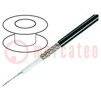 Wire: coaxial; RG58CU; stranded; OFC; PVC; black; 100m; Øcable: 5mm