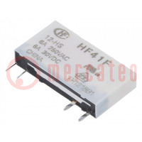 Relay: electromagnetic; SPST-NO; Ucoil: 12VDC; 6A; 6A/250VAC; HF41F