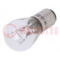 Filament lamp: automotive; BAZ15D; transparent; 12V; 21/4W; LLB