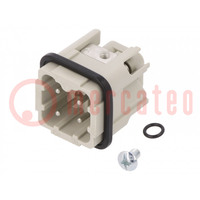 Connector: HDC; male; PIN: 4; size 3; contact insert; 400V; 10A