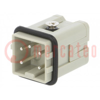 Connector: HDC; contactinzetstuk; mannelijk; HDC; PIN: 5; 4+PE; 10A